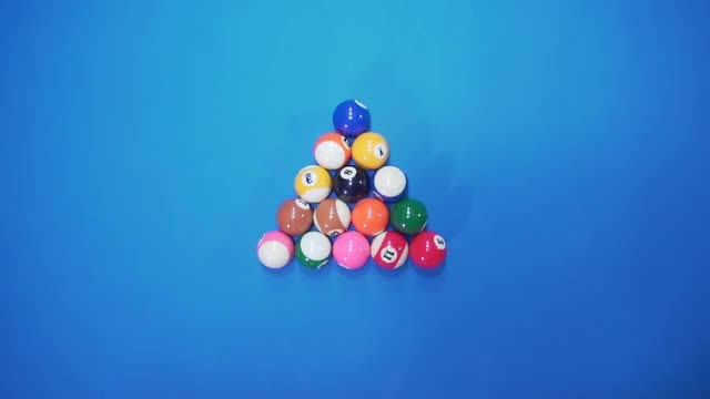 Billiard Balls On Blue Baize: Stock Video