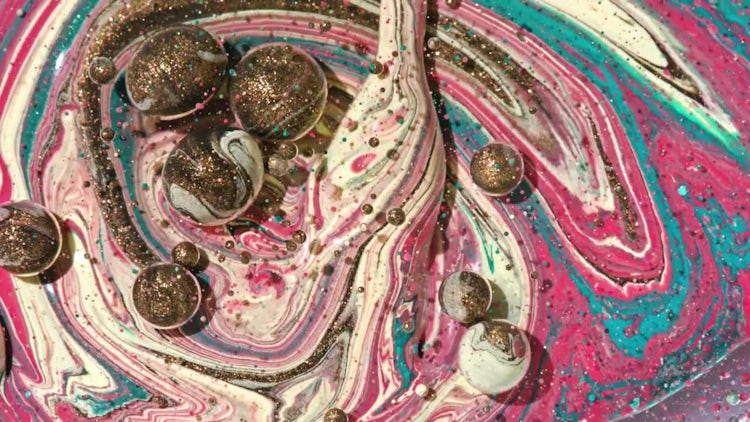 Bright Colors Bubbles Slow Motion Oil Ink: Stock Video