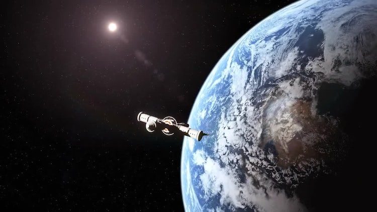 Spaceship Leaving Earth: Stock Motion Graphics
