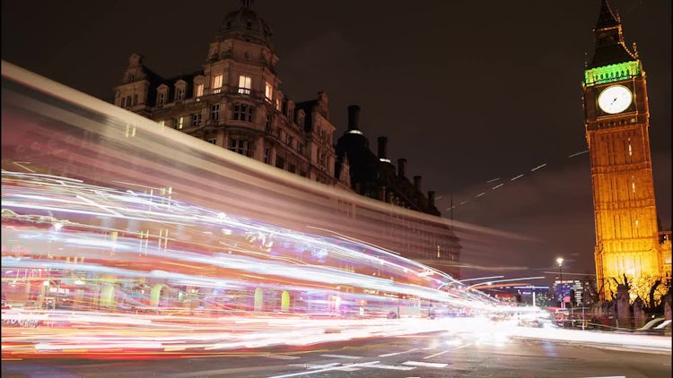 London, England Nighttime Time-lapse: Stock Video