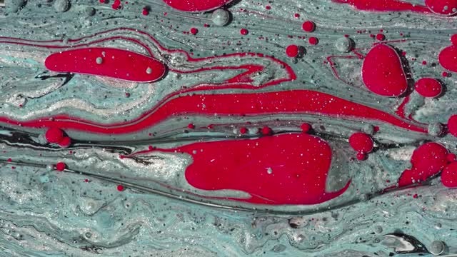 Red And Grey Paint Oil Bubbles: Stock Video