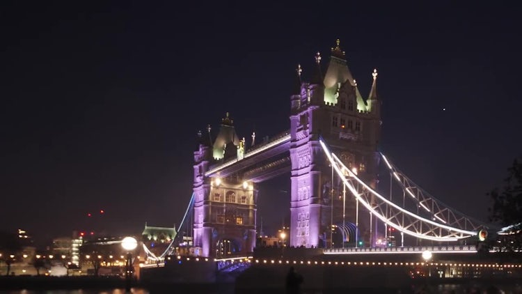 London Tower Bridge At Night: Stock Video