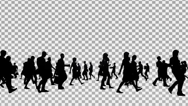 crowd of people walking silhouette