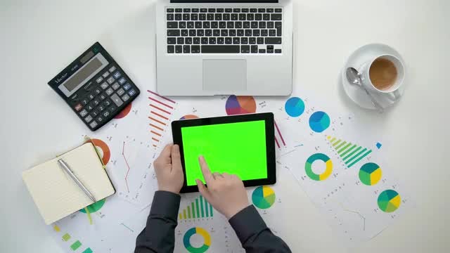 Man Working On A Tablet: Stock Video