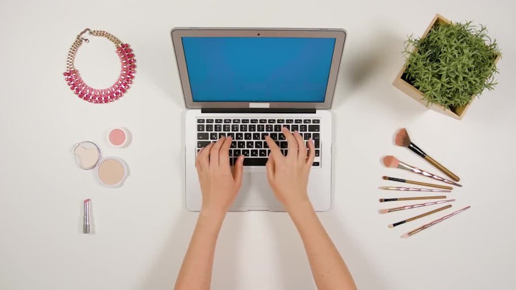 Lady Typing On Laptop: Stock Video