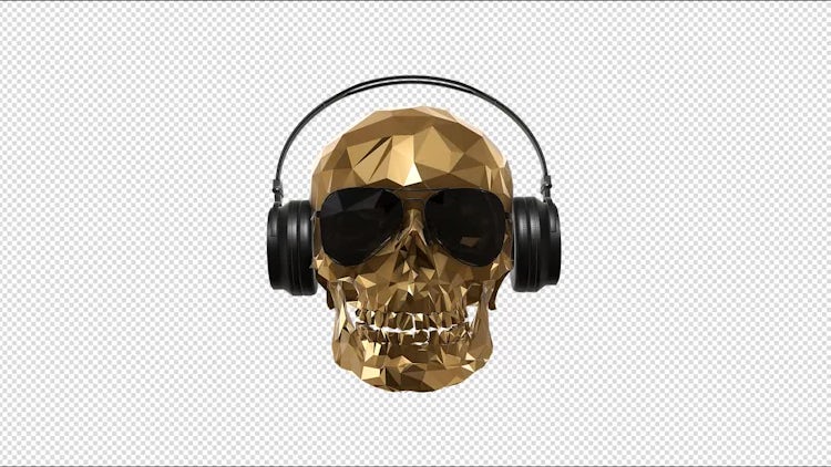 Low Poly Skull With Alpha: Stock Motion Graphics