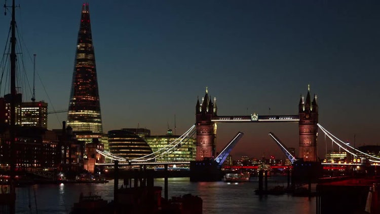 Time-lapse Of Tower Bridge In London: Stock Video