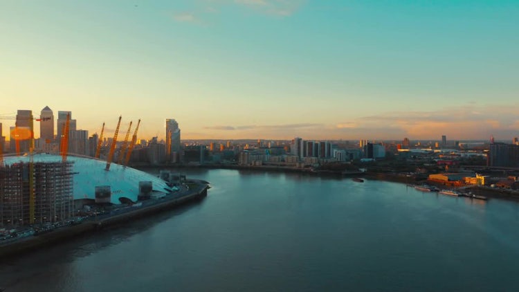 Greenwich Peninsula And Canary Wharf: Stock Video