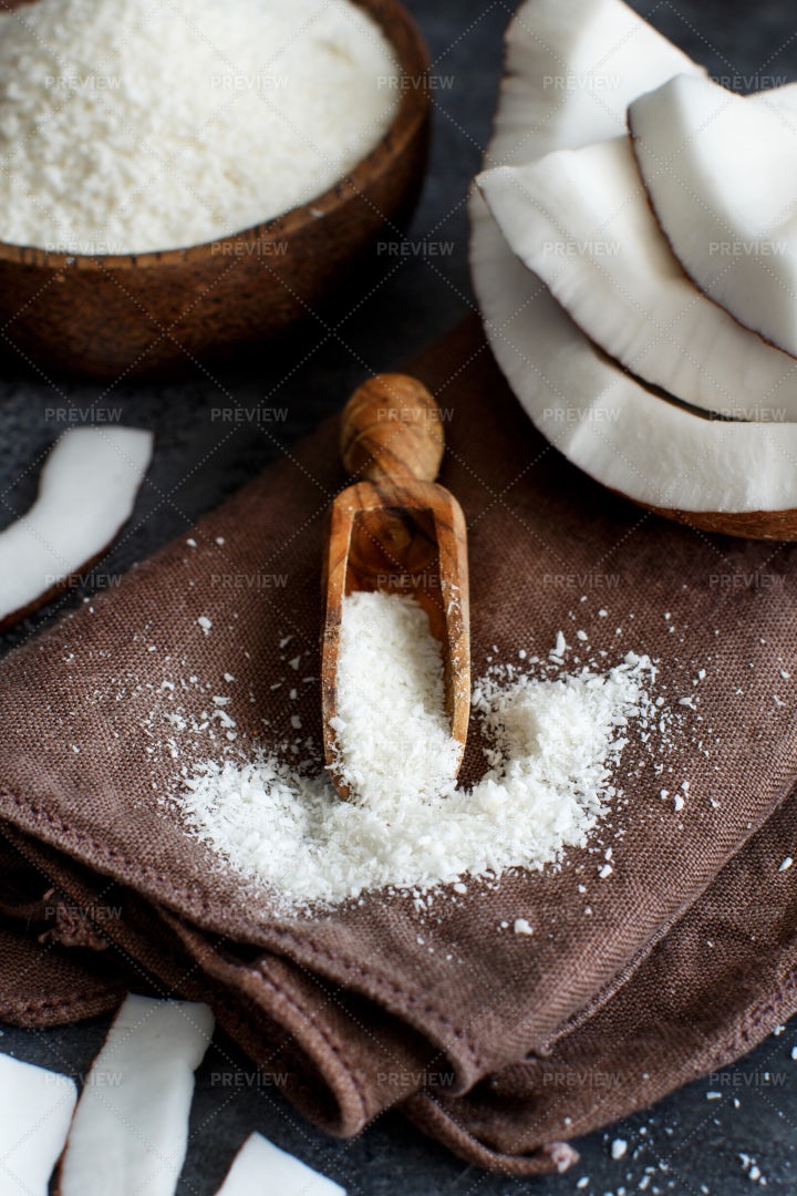 Scoop Of Coconut Flour: Stock Photos