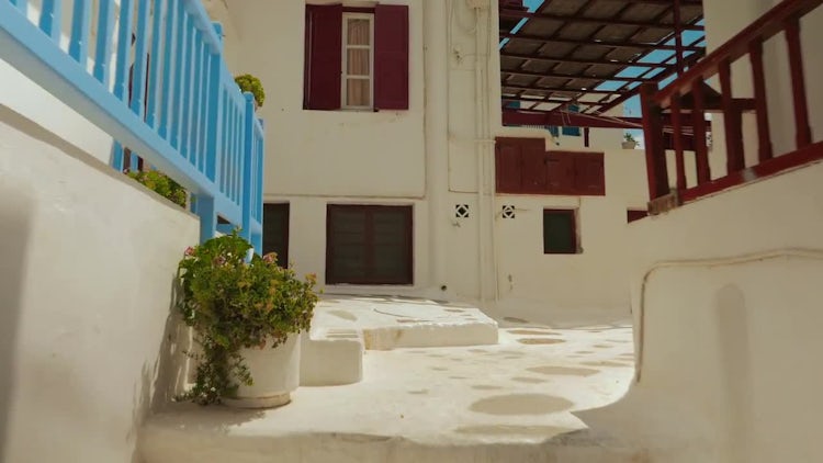 POV Along Cycladic Streets During Daytime: Stock Video
