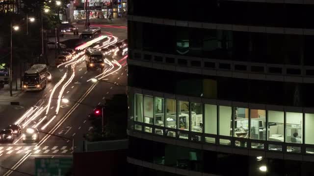 City Traffic At Night. Seoul, South Korea: Stock Video