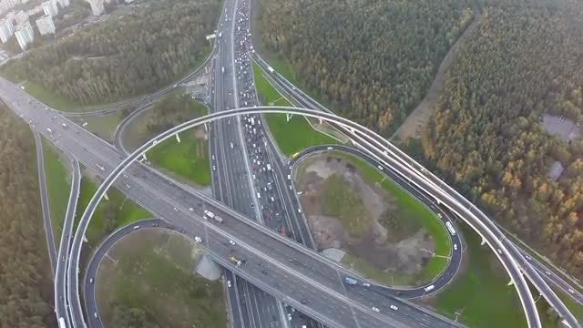 Flying Over City Traffic: Stock Video