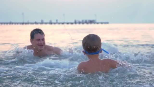 Water Battle With Dad: Stock Video