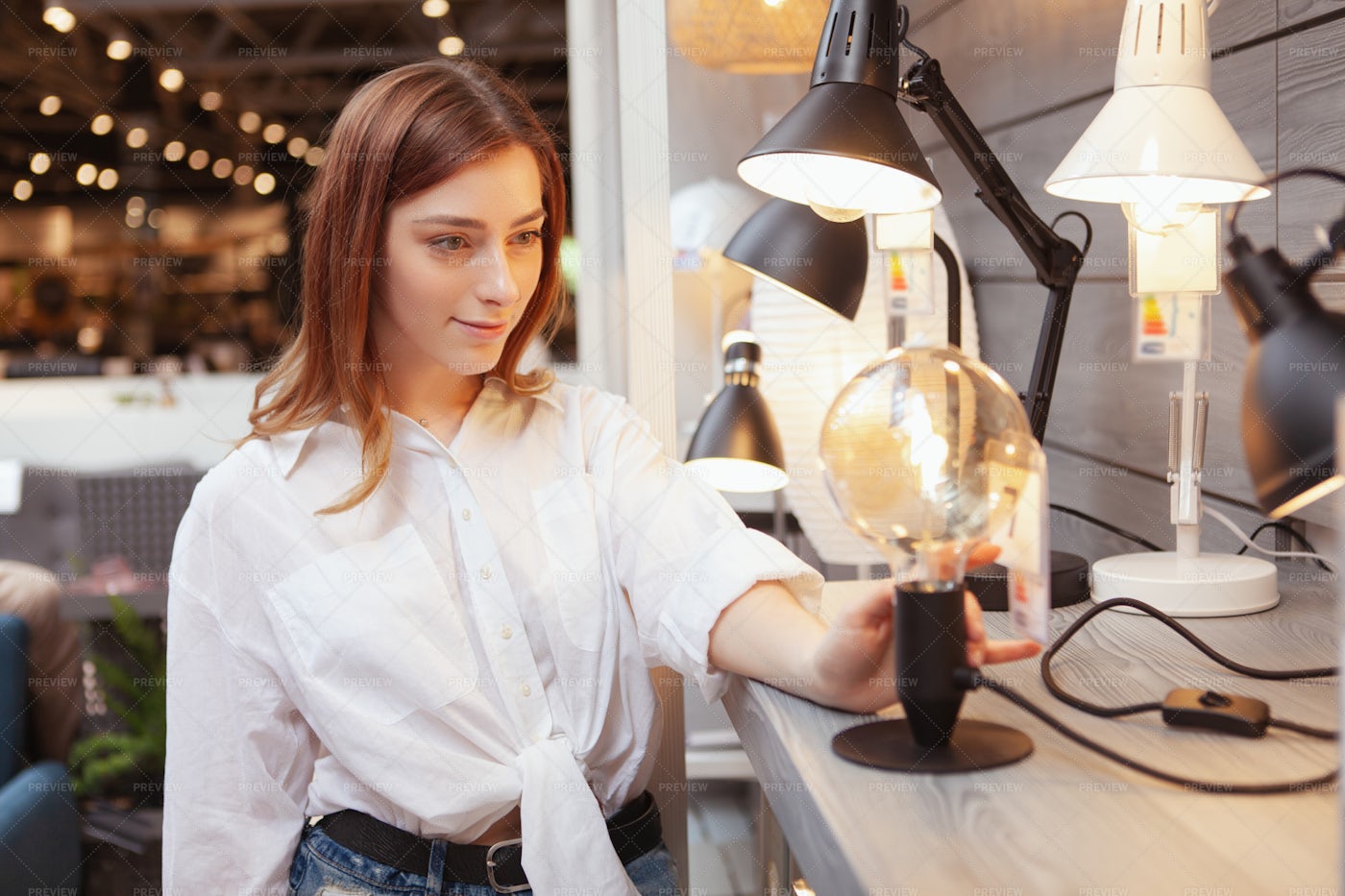 Choosing New Lamp: Stock Photos