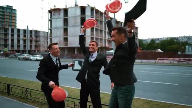 Businessmen Celebrating Success: Stock Video