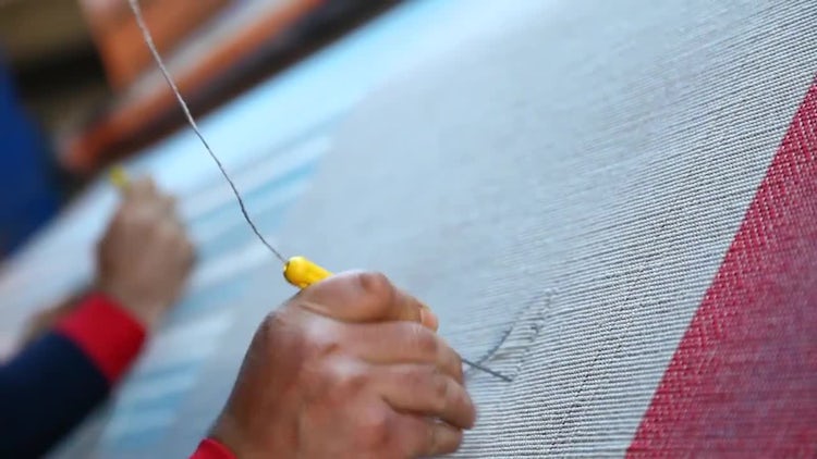 Making A Hand-Knotted Rug: Stock Video
