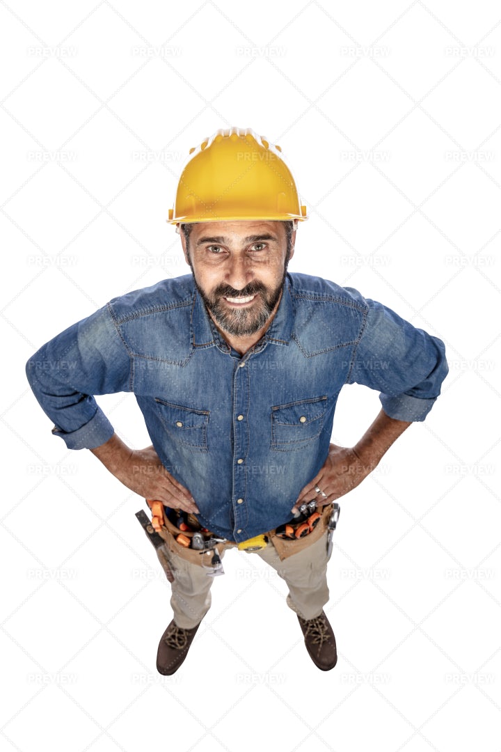 Mature Handyman, Top View: Stock Photos