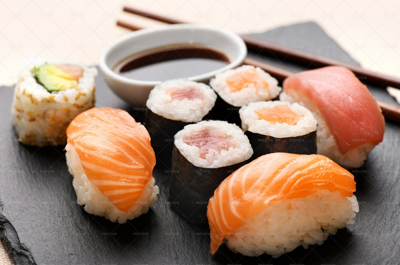Selection Of Different Sushi: Stock Photos