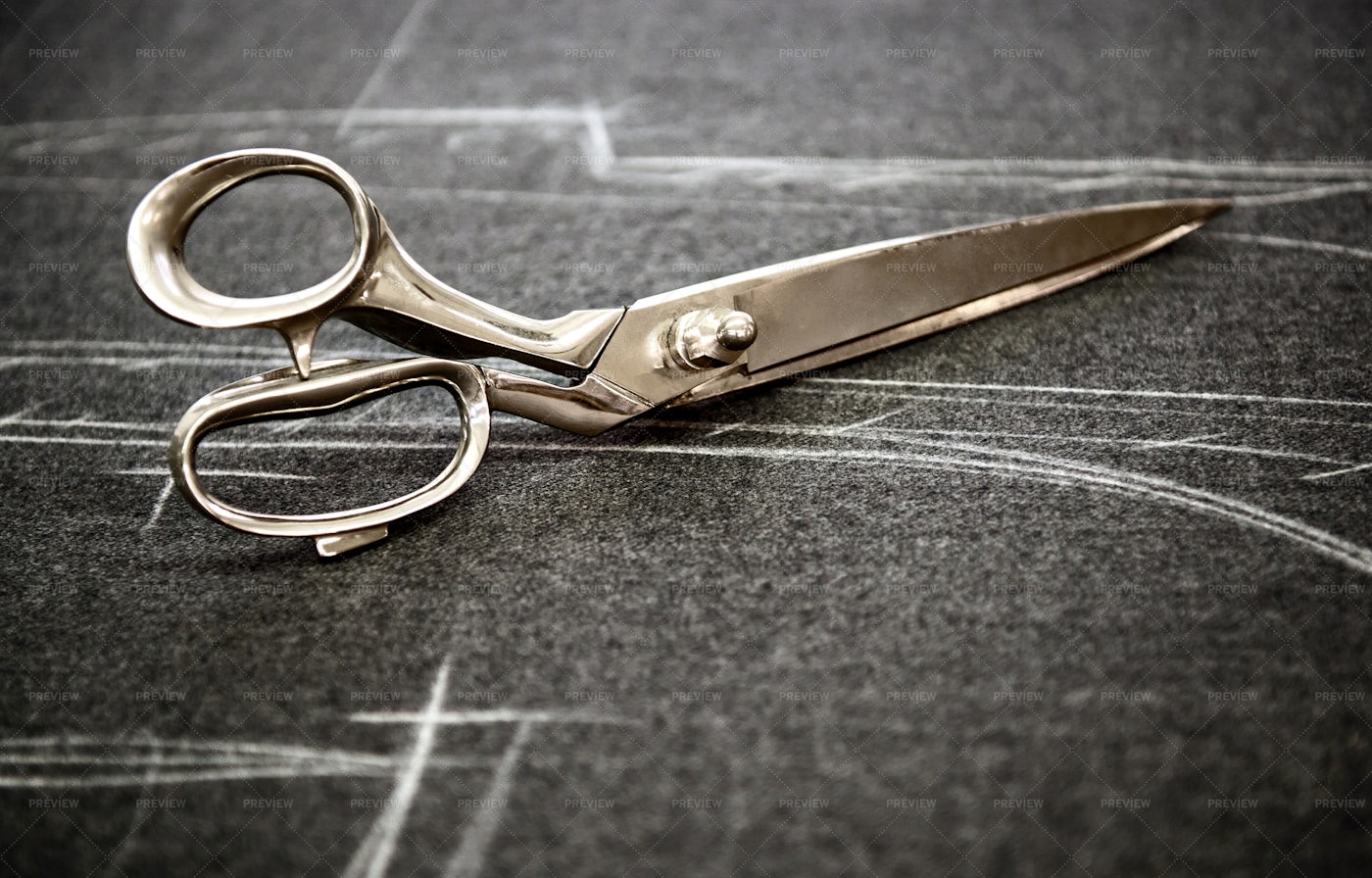 Tailors Scissors On Fabric: Stock Photos