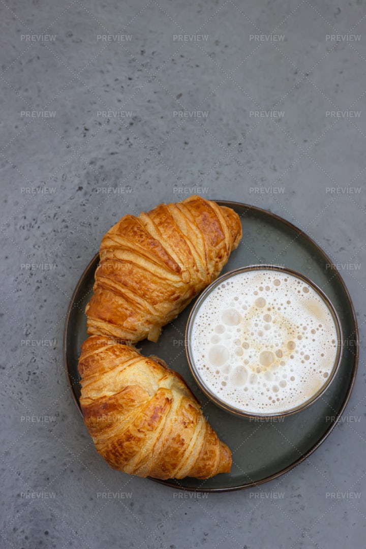 Cappuccino And Croissants: Stock Photos