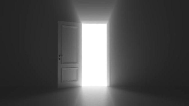 Doors Opening In A Dark Room - Stock Motion Graphics