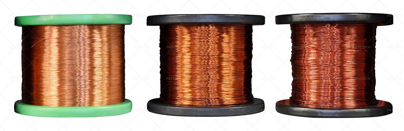Three Copper Wire Coils: Stock Photos