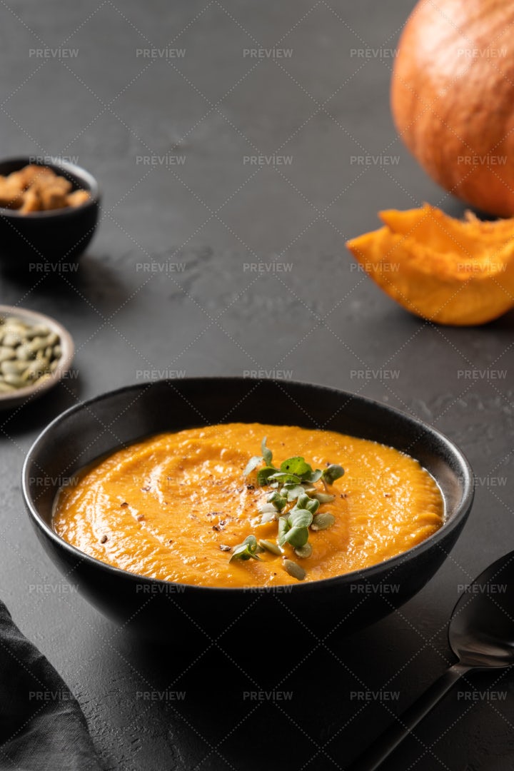 Fall Pumpkin Soup: Stock Photos