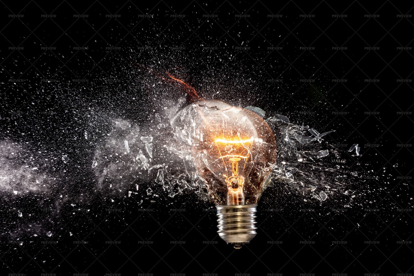 Glass Bulb Explodes: Stock Photos