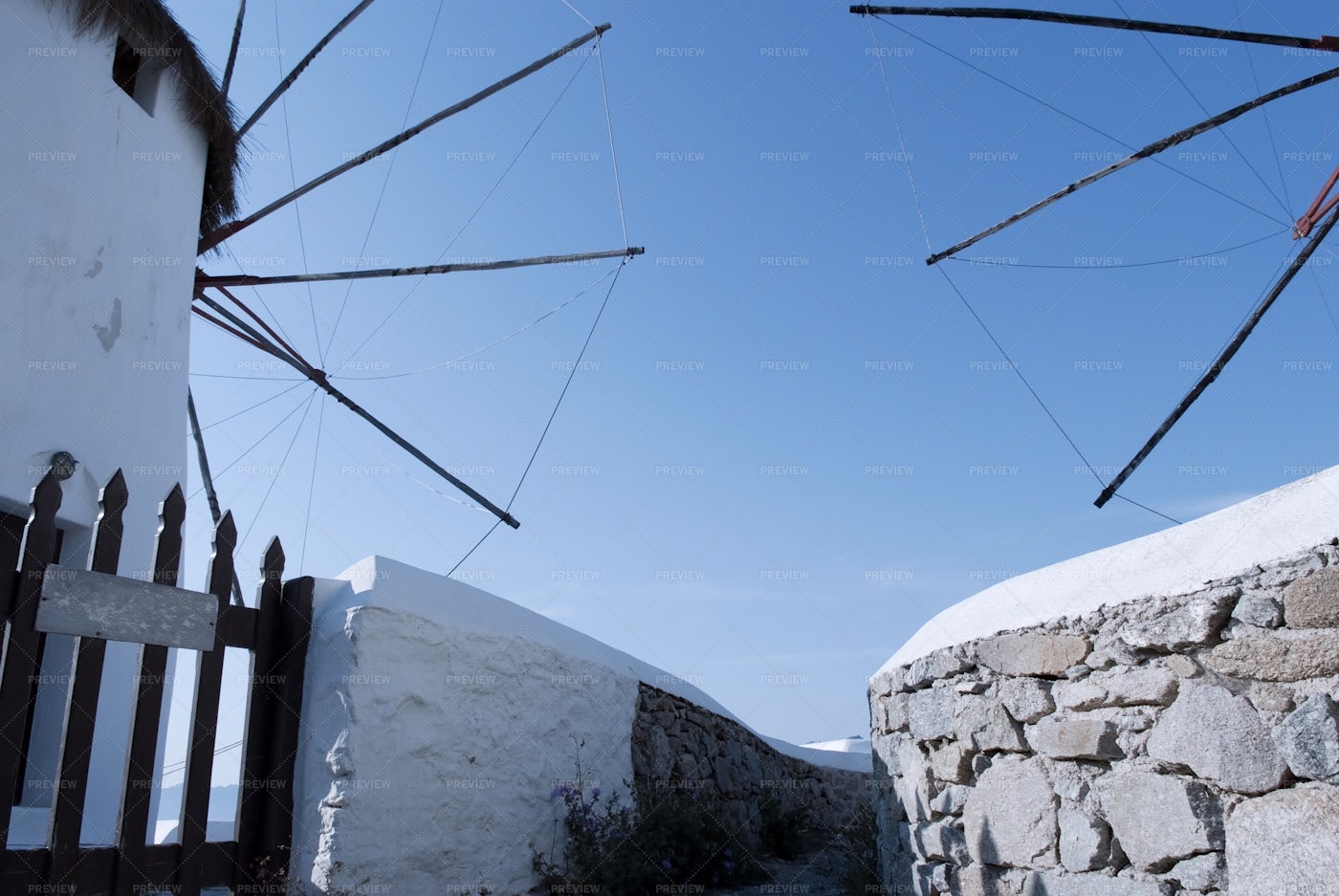 Windmills In Mykonos: Stock Photos