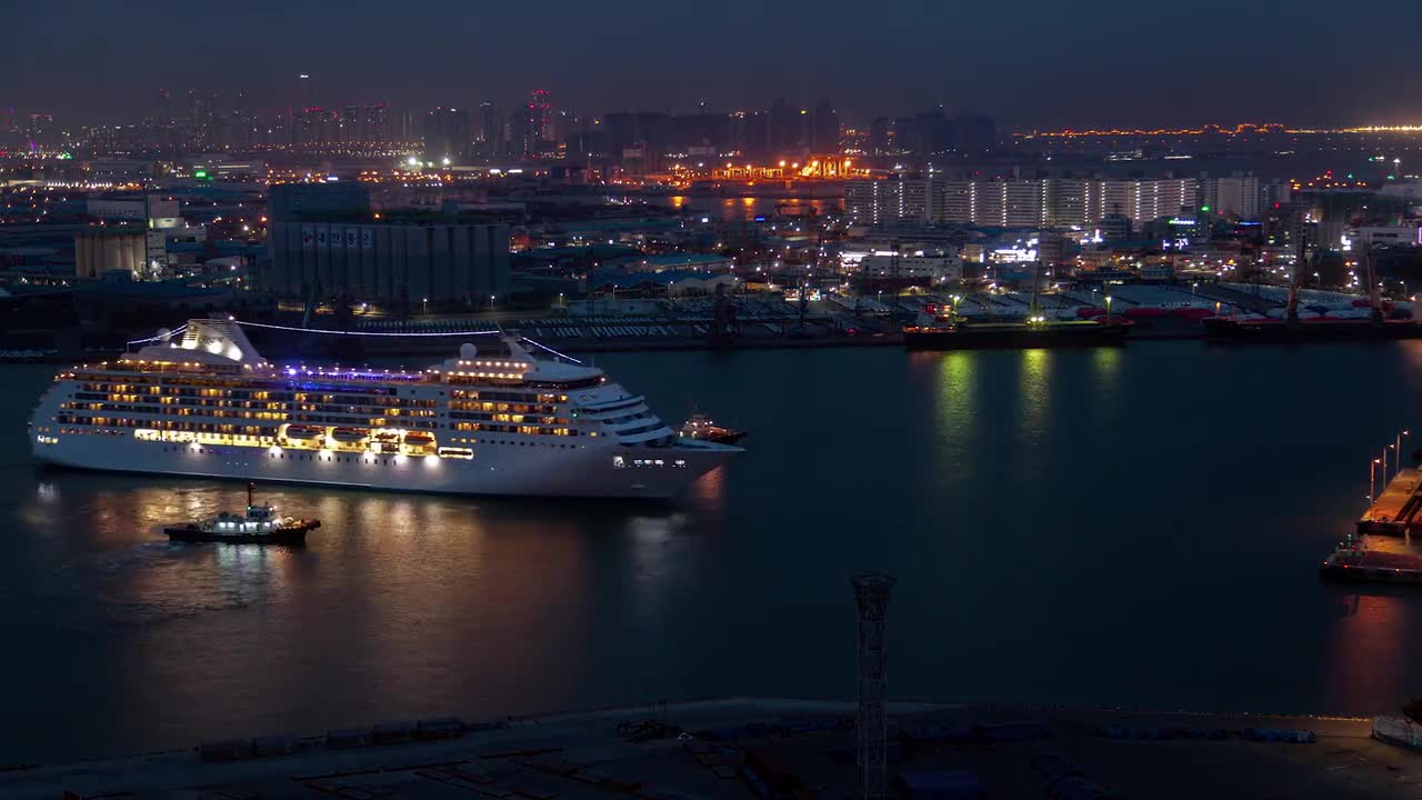 Korea Cruise Ship In Incheon Port - Stock Video | Motion Array