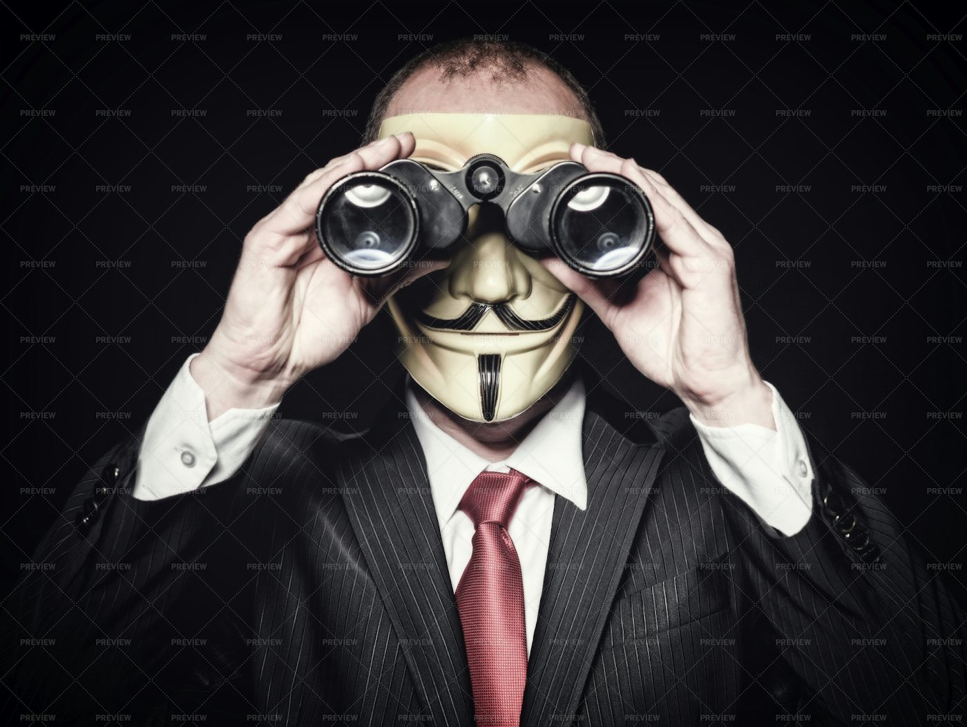 Hacker With Binoculars: Stock Photos