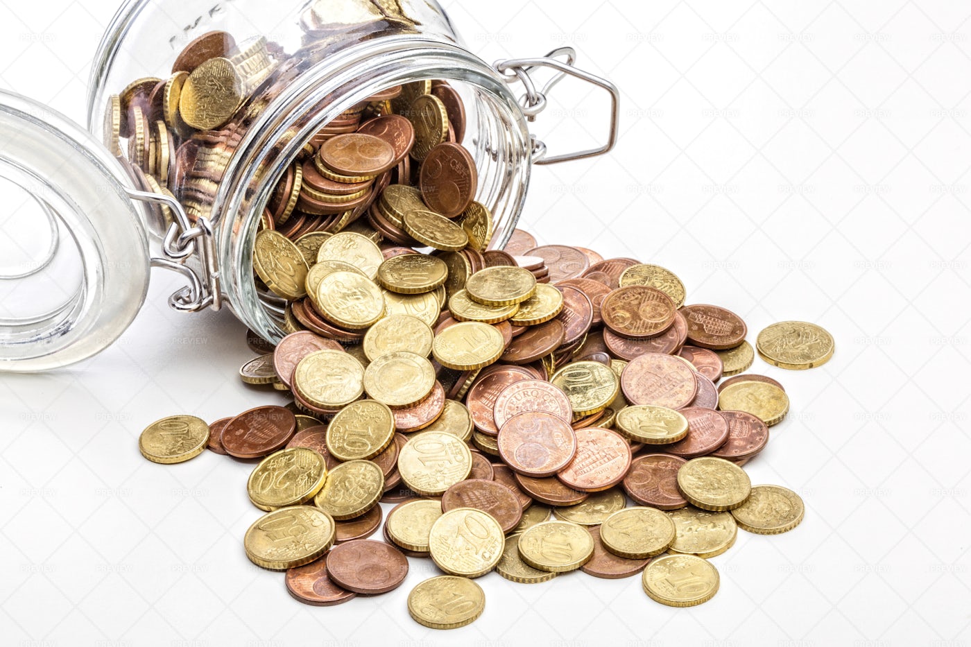 Glass Jar With Coins: Stock Photos