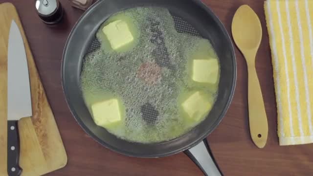 Melting Butter In Frying Pan: Stock Video
