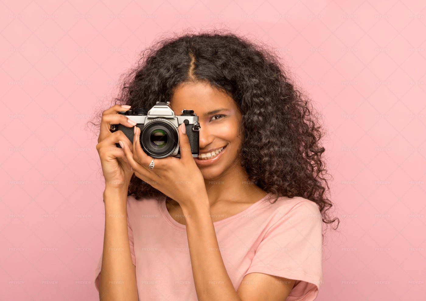 Woman Takes A Photo: Stock Photos