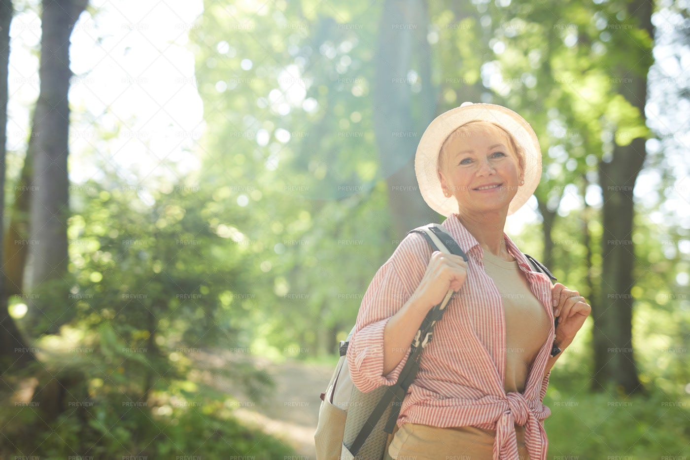 Older Woman In The Forest: Stock Photos