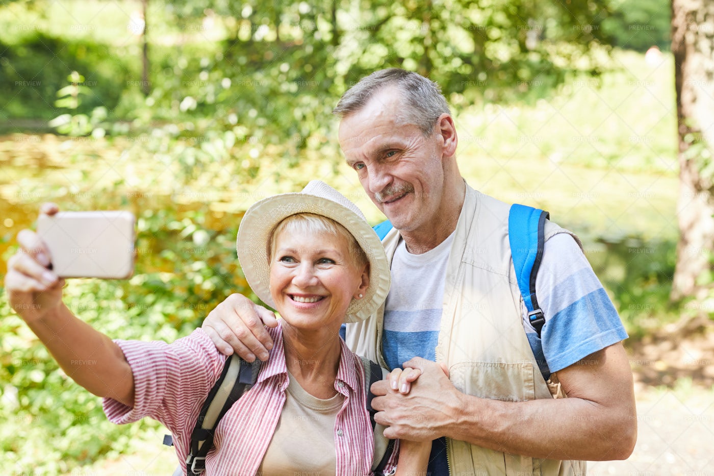 Mature Woman Takes A Selfie: Stock Photos