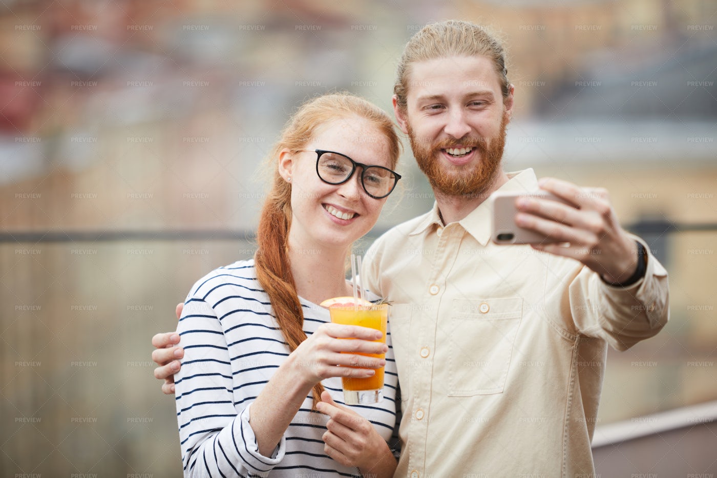 Taking A Selfie Outside: Stock Photos