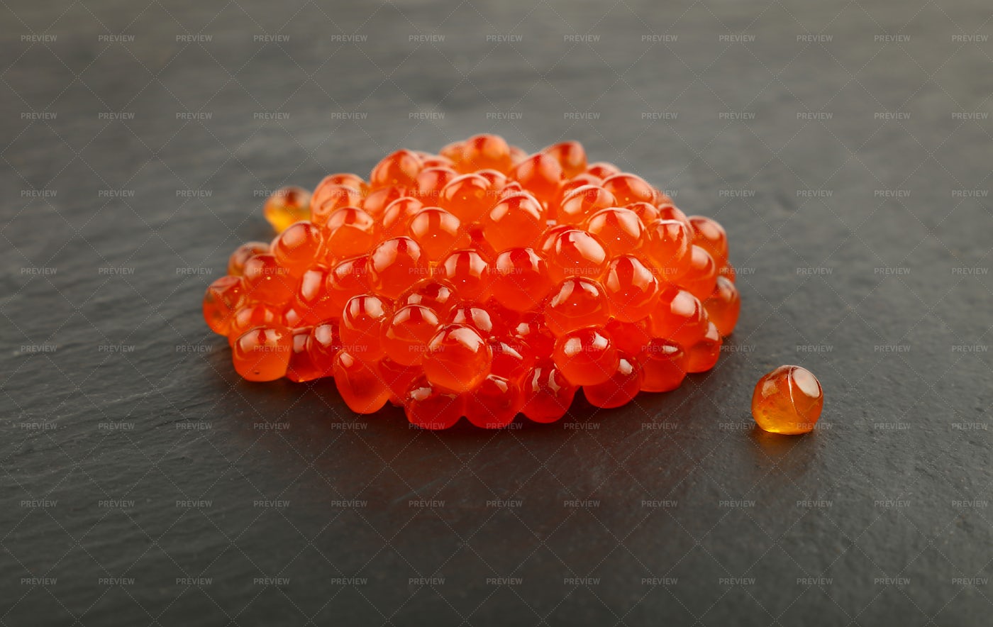 Heap Of Red Salmon Caviar: Stock Photos