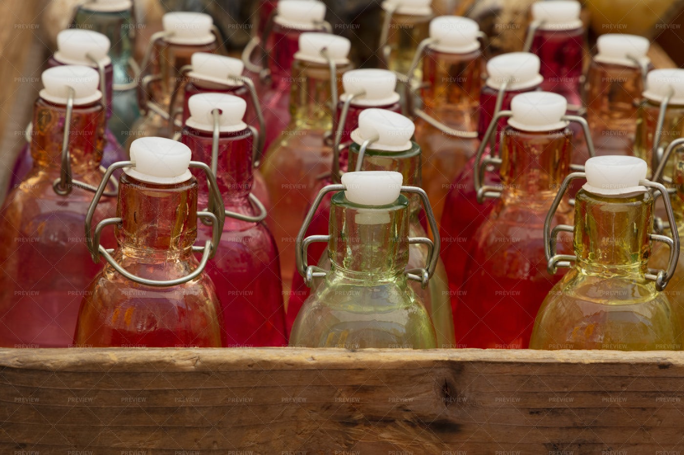 Colorful Glass Bottles: Stock Photos