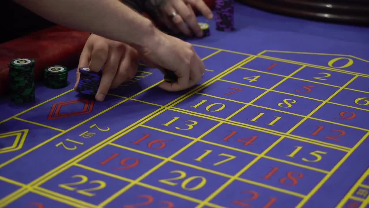 Betting Chips At A Casino Roulette Table Stock Video Motion Array