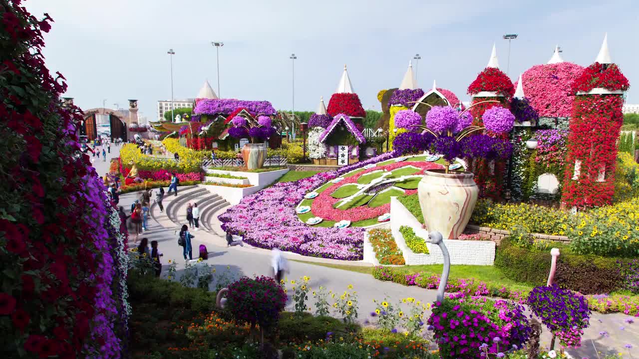 Dubai Miracle Garden Flower Clock - Stock Video | Motion Array