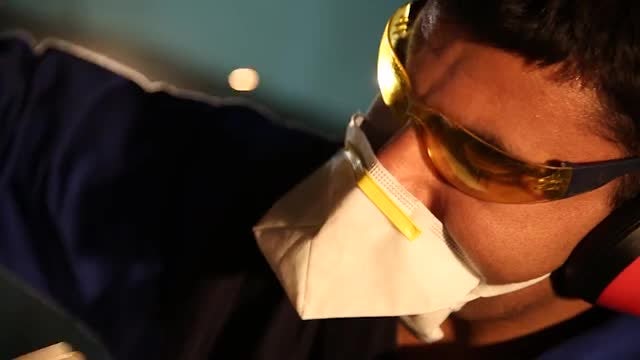 Industrial Worker With Protective Gear: Stock Video