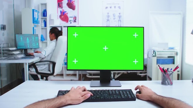 POV Laptop On Medical Office Desk - Stock Video | Motion Array