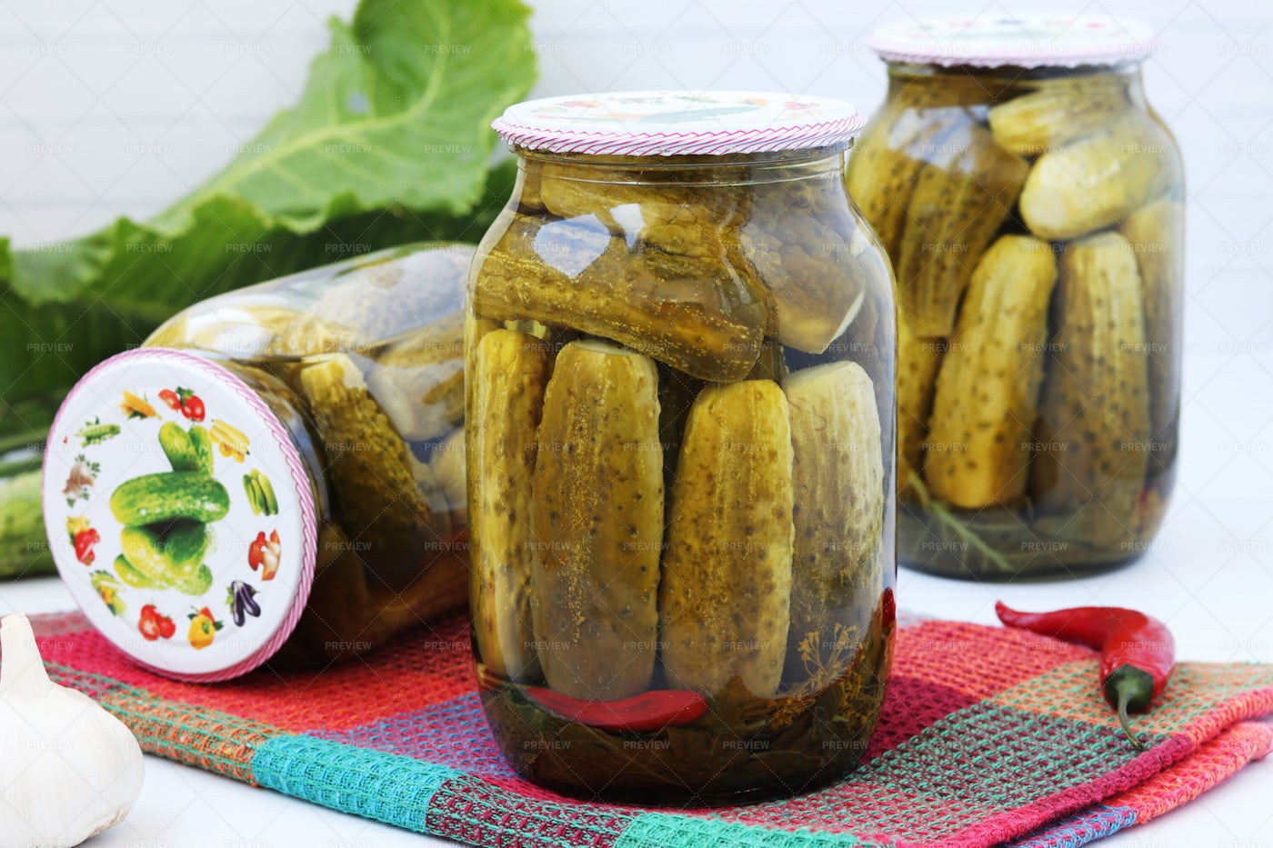 Three Jars Of Pickles: Stock Photos