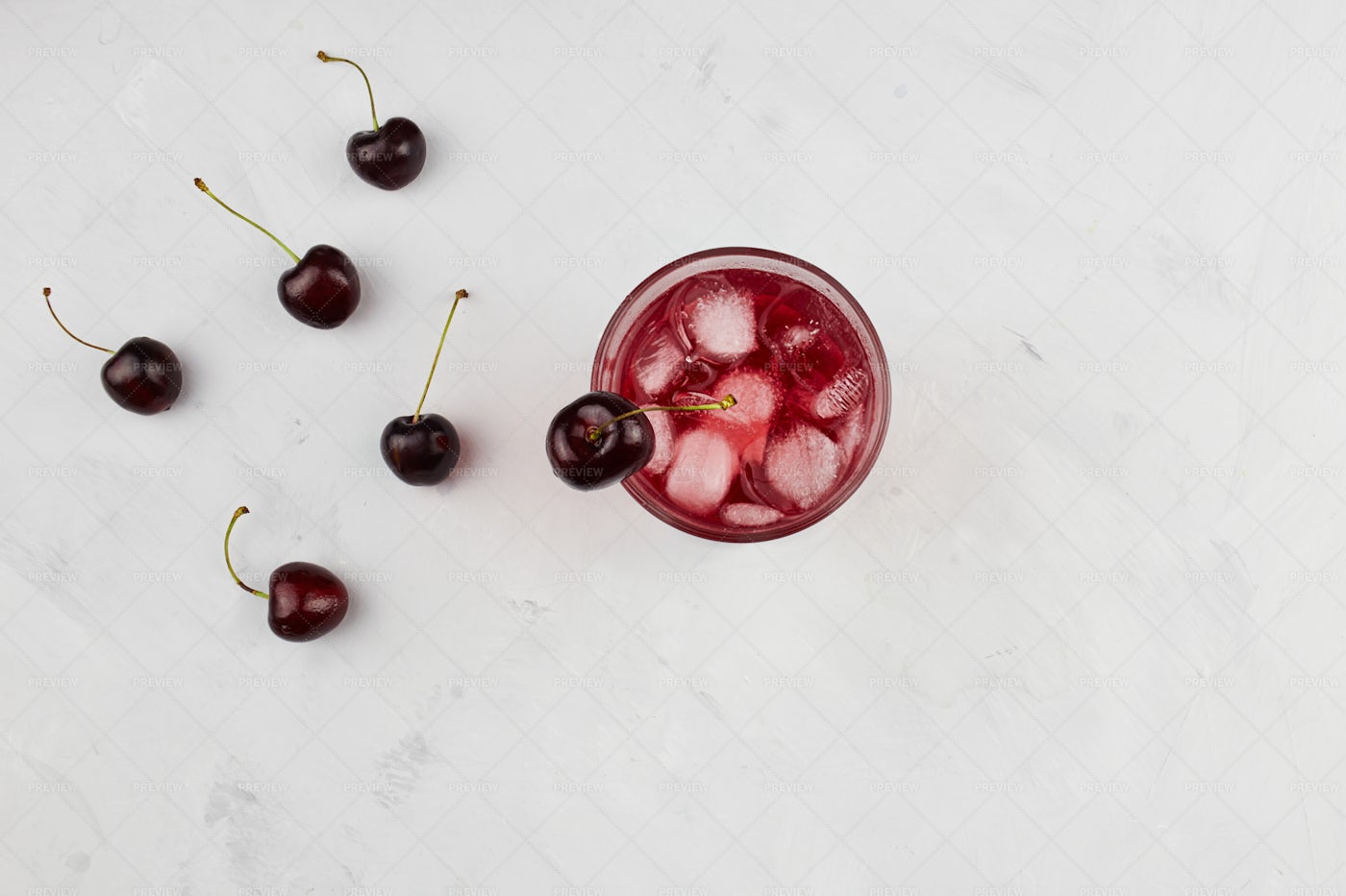 Cherries With Iced Juice: Stock Photos