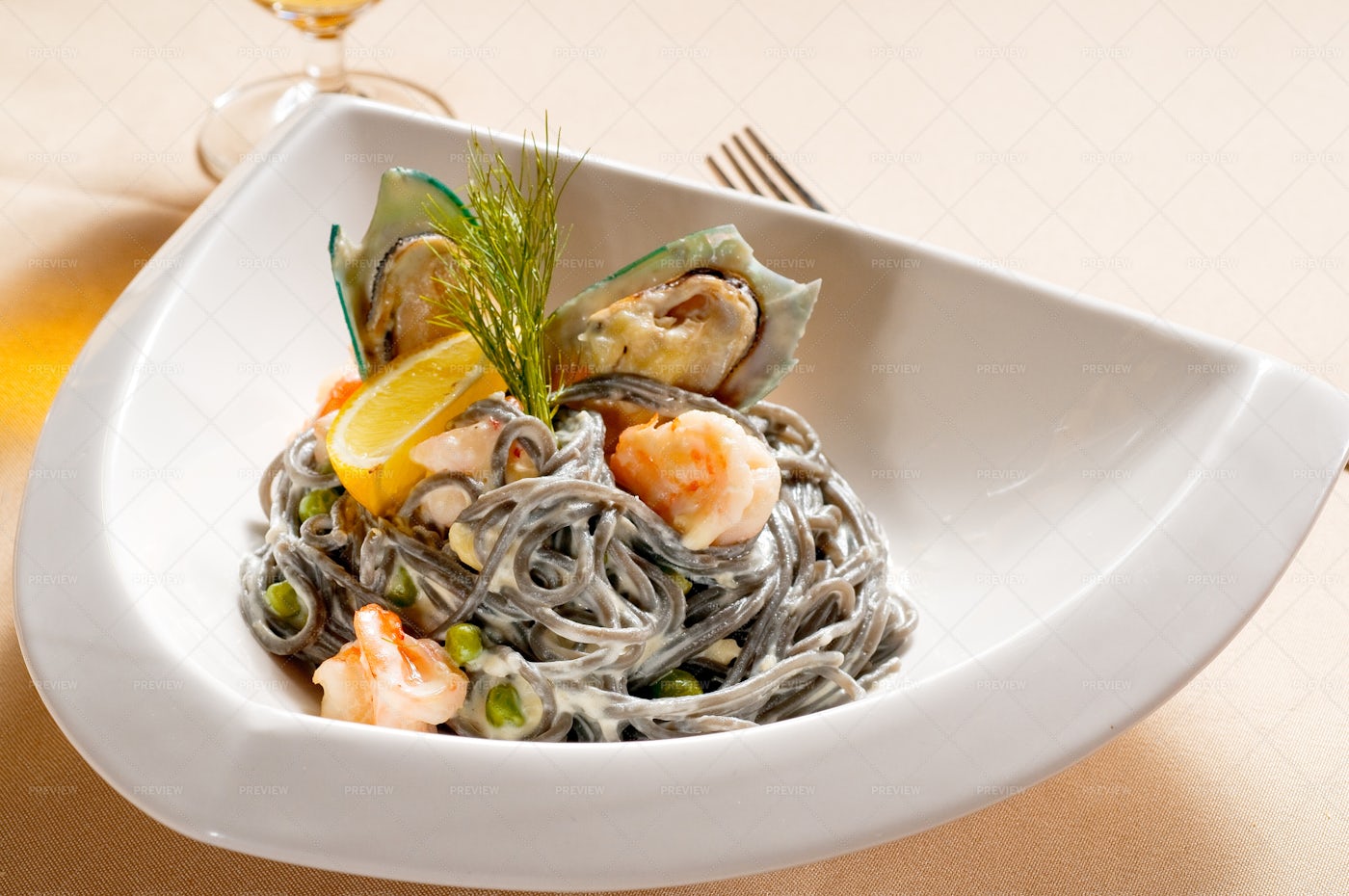 Seafood And Pasta: Stock Photos