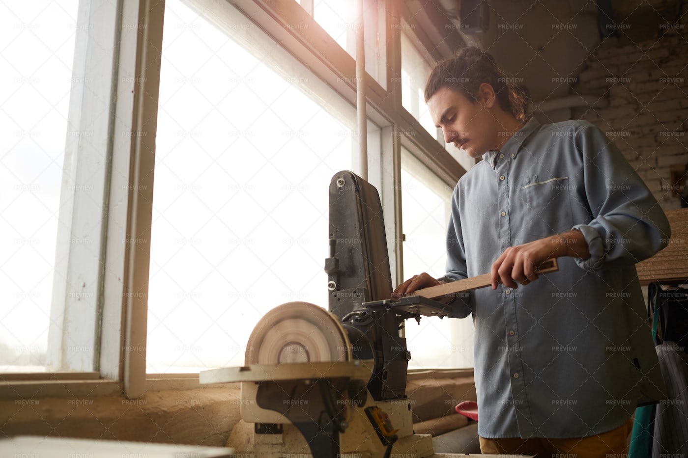 Carpenter Cutting Wood: Stock Photos