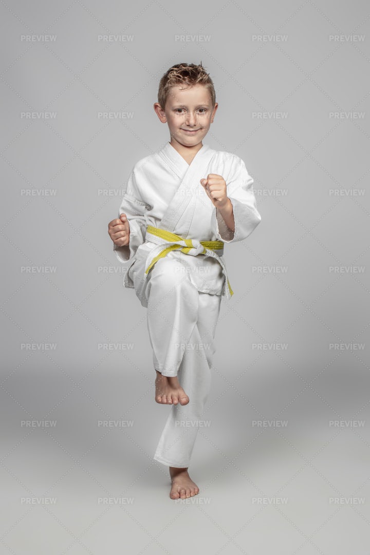 Child Performs A High Knee: Stock Photos