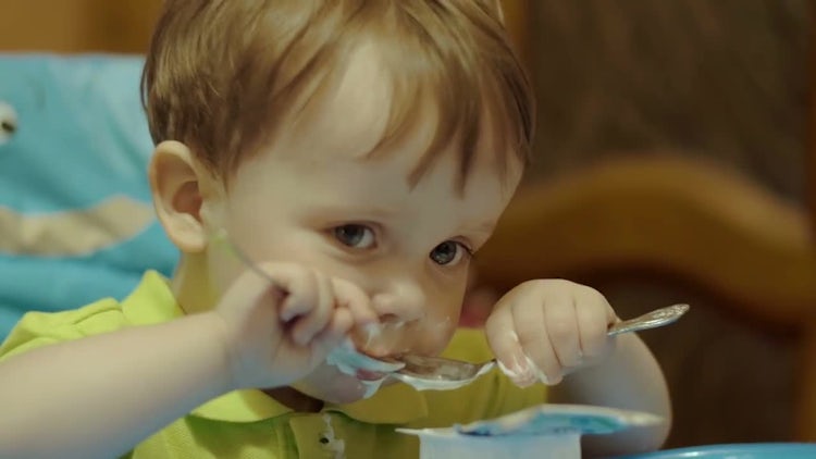 Little Boy Having A Meal : Stock Video