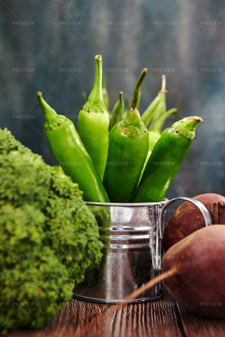 Peppers In A Watering Can: Stock Photos